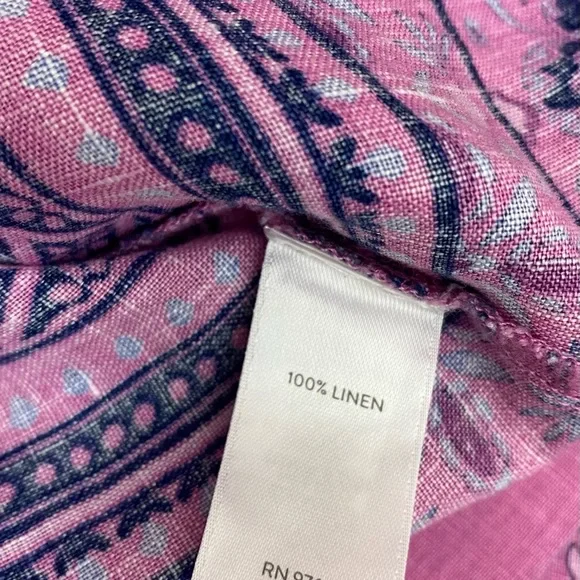 J Jill Love Linen Floral Split Neck Dress Pockets - Picture 6 of 7